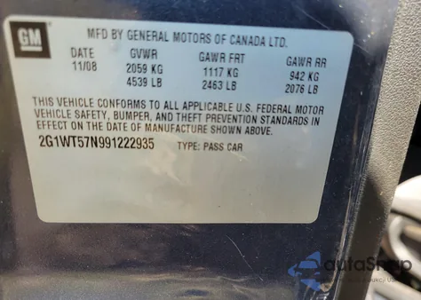 2009 Chevrolet Impala Lt из США, поврежденный, VIN 2G1WT57N991222935